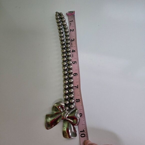 Vintage 1980s Silver Plated Bow Beaded 16 - Picture 6 of 6
